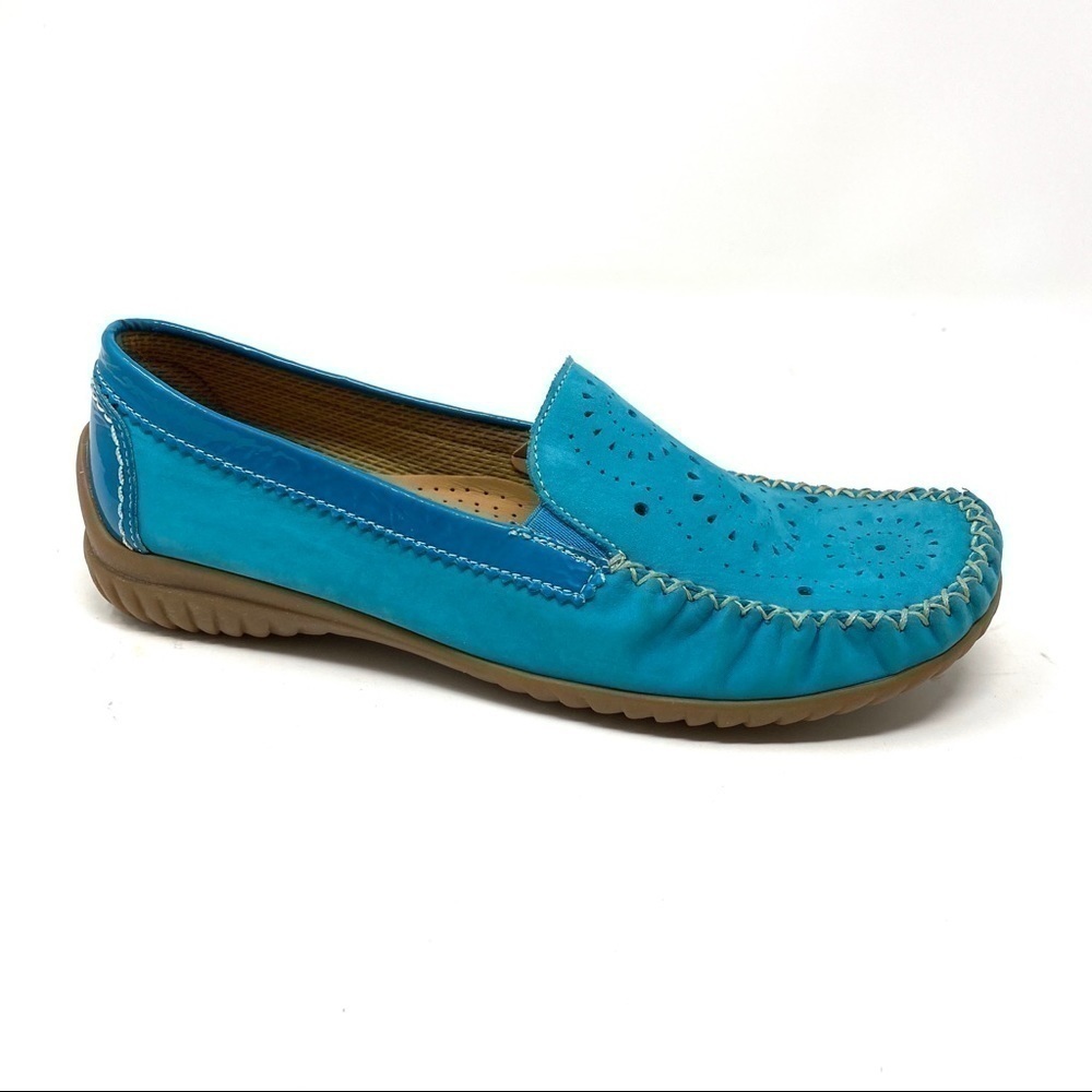Gabor 86.094.84 women's turquoise Nubuck loafer moccasins